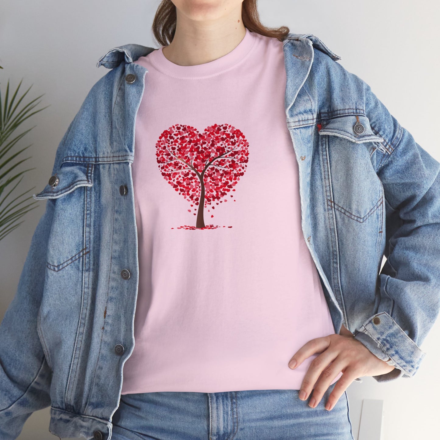 Unisex Heavy Cotton Tee with Tree Hearts