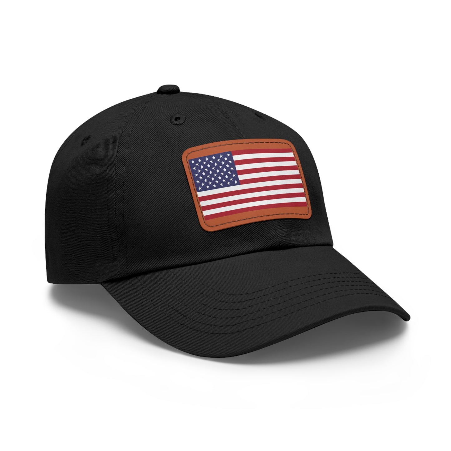 Hat / Cap with Leather Patch (Rectangle) USA Flag