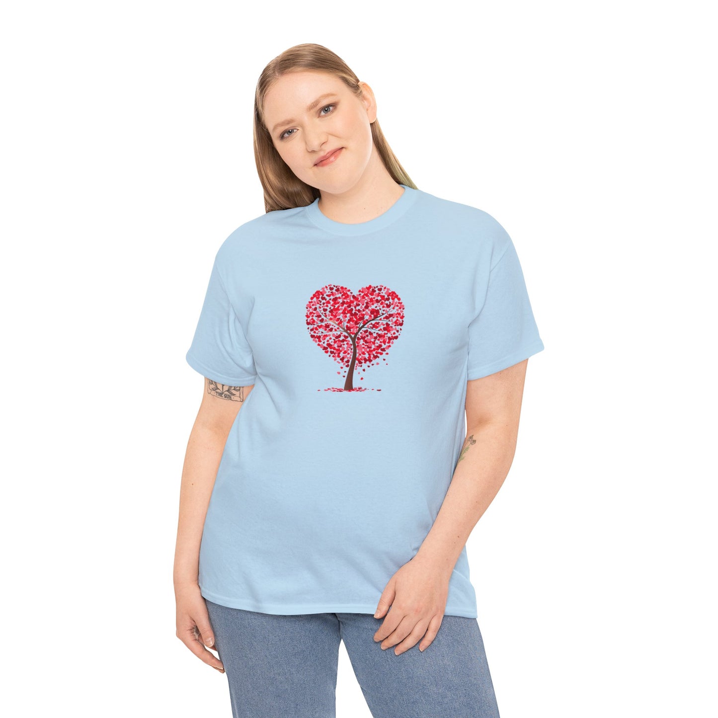 Unisex Heavy Cotton Tee with Tree Hearts