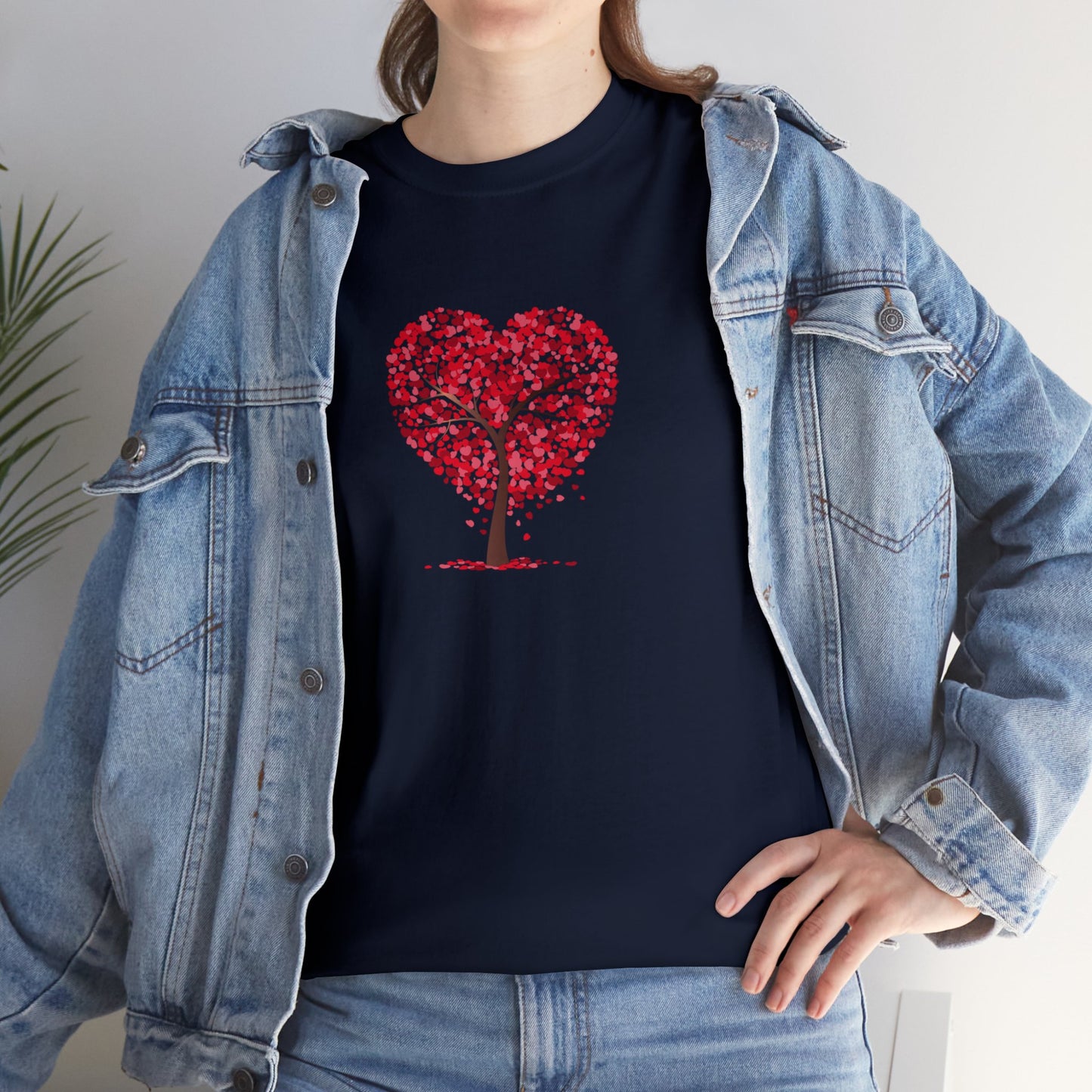 Unisex Heavy Cotton Tee with Tree Hearts