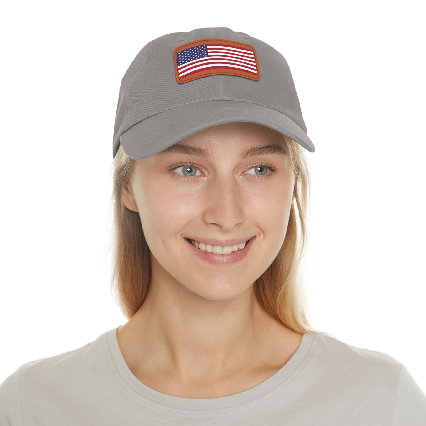 Hat / Cap with Leather Patch (Rectangle) USA Flag