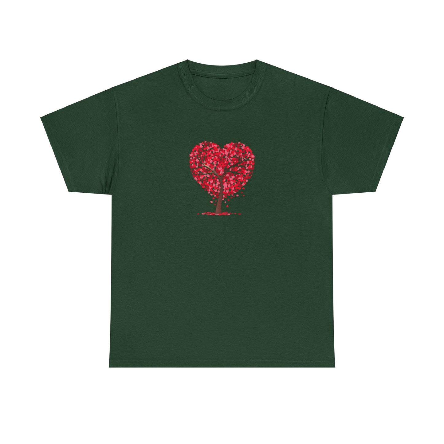 Unisex Heavy Cotton Tee with Tree Hearts