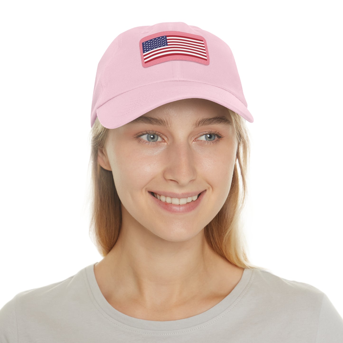Hat / Cap with Leather Patch (Rectangle) USA Flag