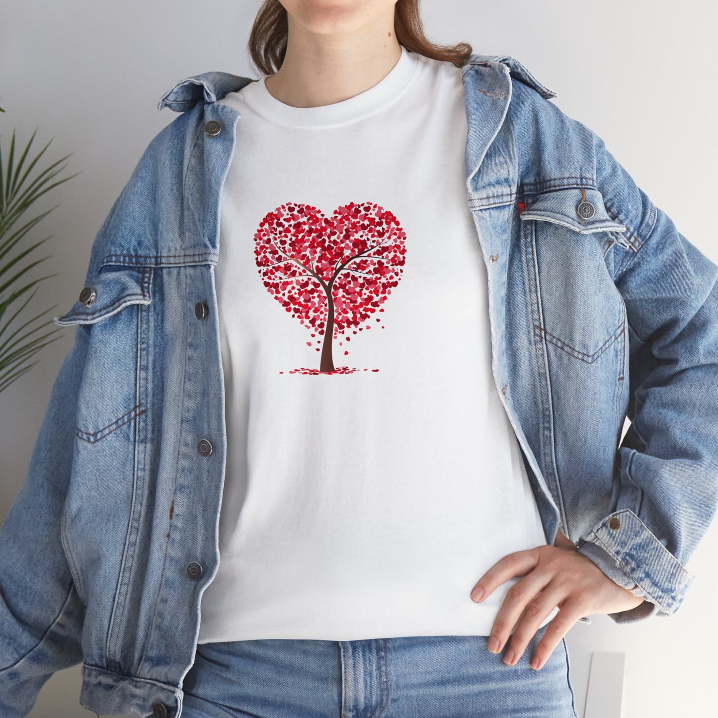 Unisex Heavy Cotton Tee with Tree Hearts
