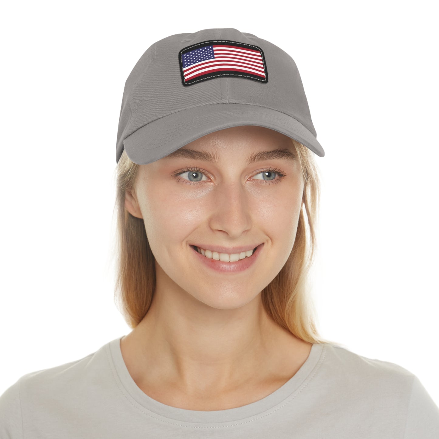 Hat / Cap with Leather Patch (Rectangle) USA Flag