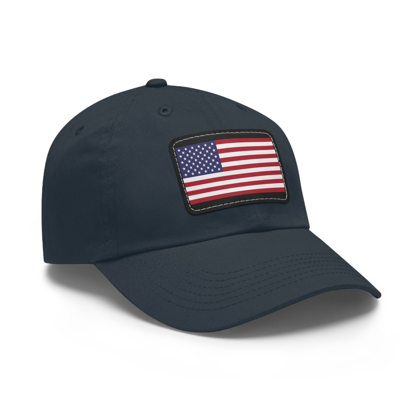Hat / Cap with Leather Patch (Rectangle) USA Flag