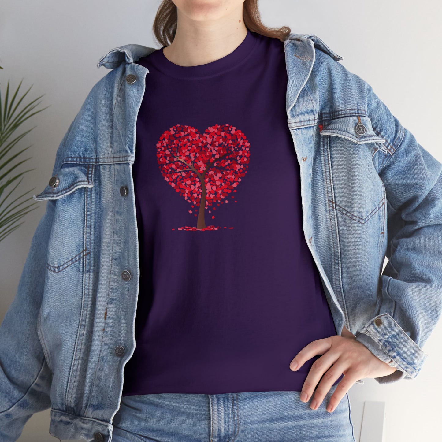 Unisex Heavy Cotton Tee with Tree Hearts