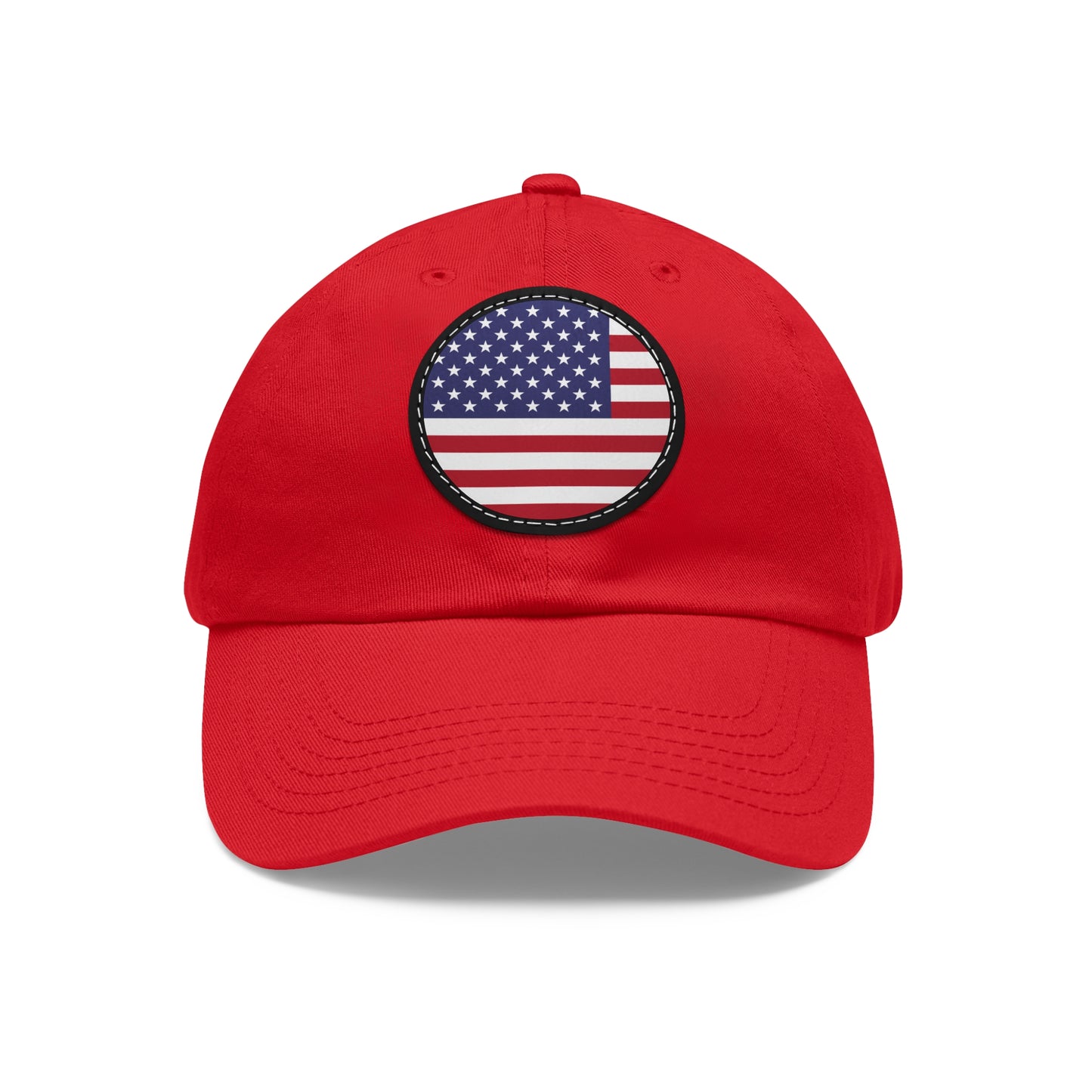 Hat / Cap with Leather Patch (Round) USA flag