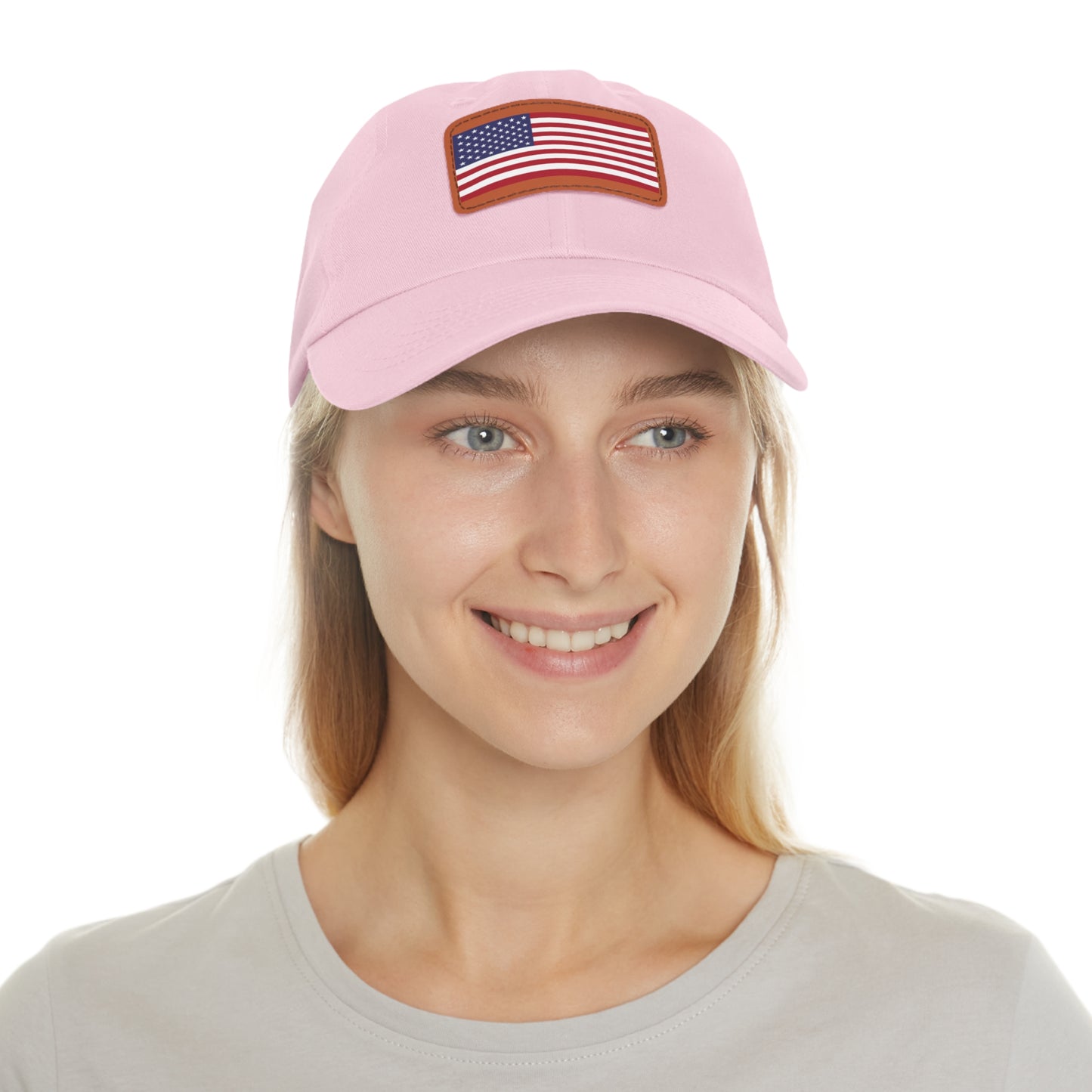 Hat / Cap with Leather Patch (Rectangle) USA Flag