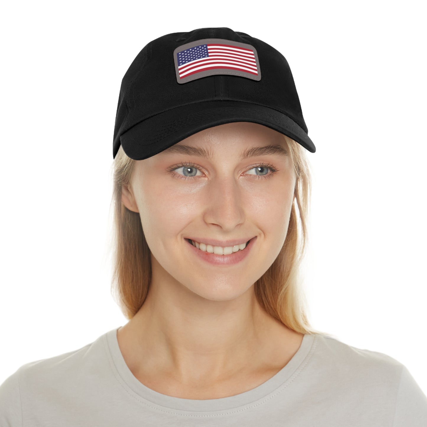 Hat / Cap with Leather Patch (Rectangle) USA Flag