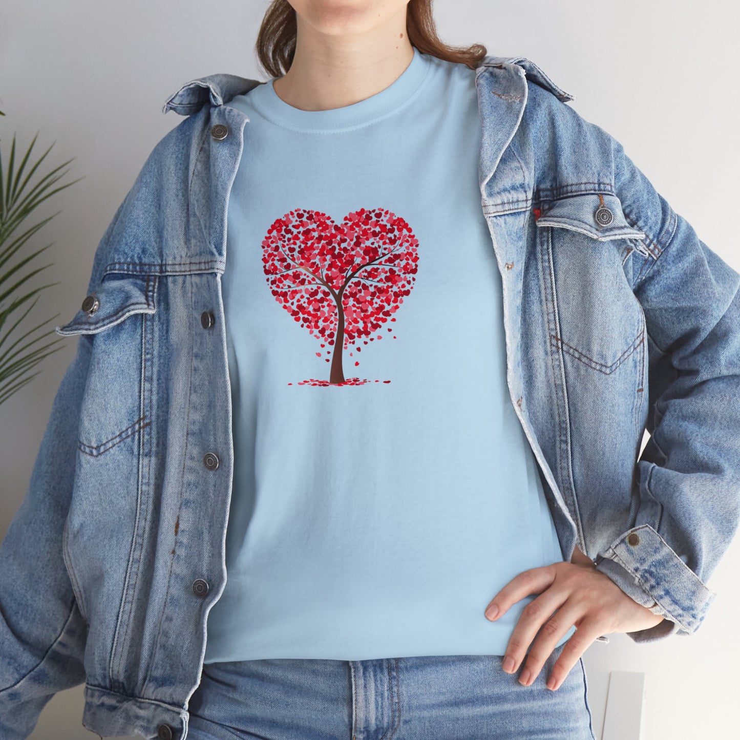 Unisex Heavy Cotton Tee with Tree Hearts