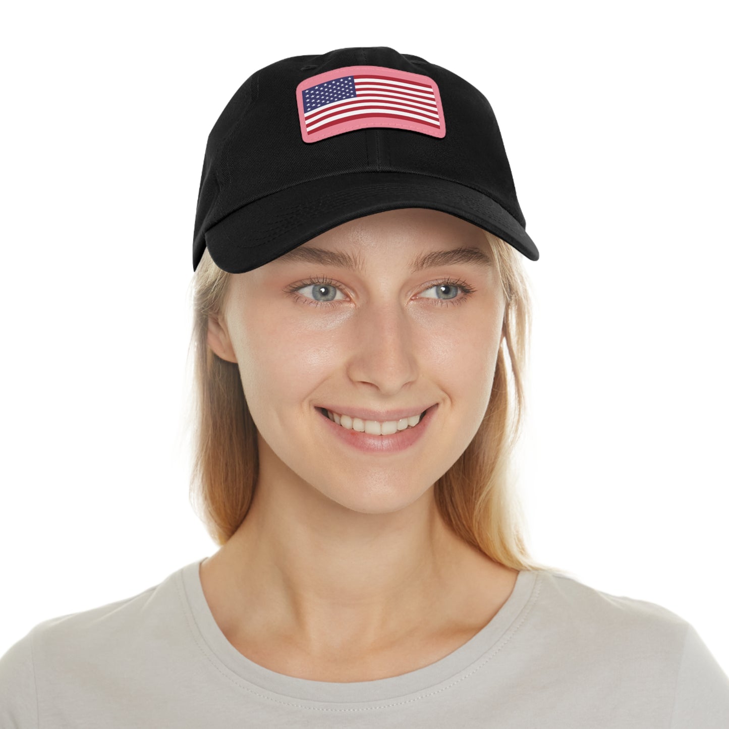Hat / Cap with Leather Patch (Rectangle) USA Flag