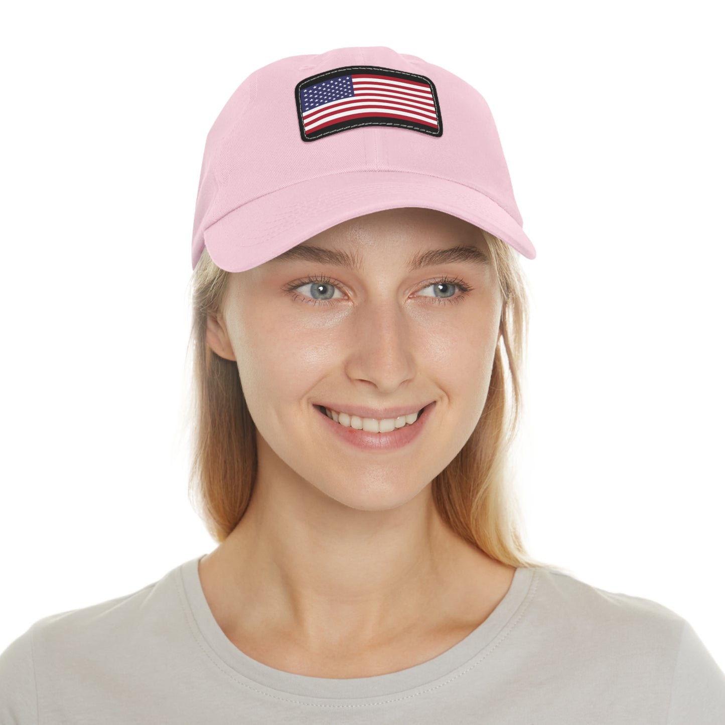 Hat / Cap with Leather Patch (Rectangle) USA Flag