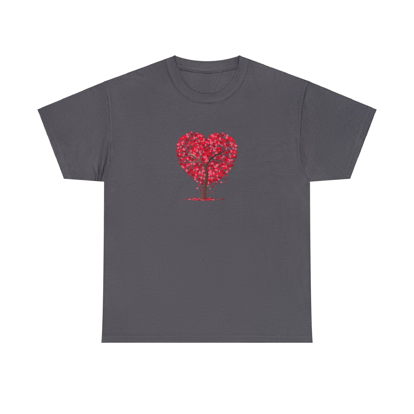 Unisex Heavy Cotton Tee with Tree Hearts