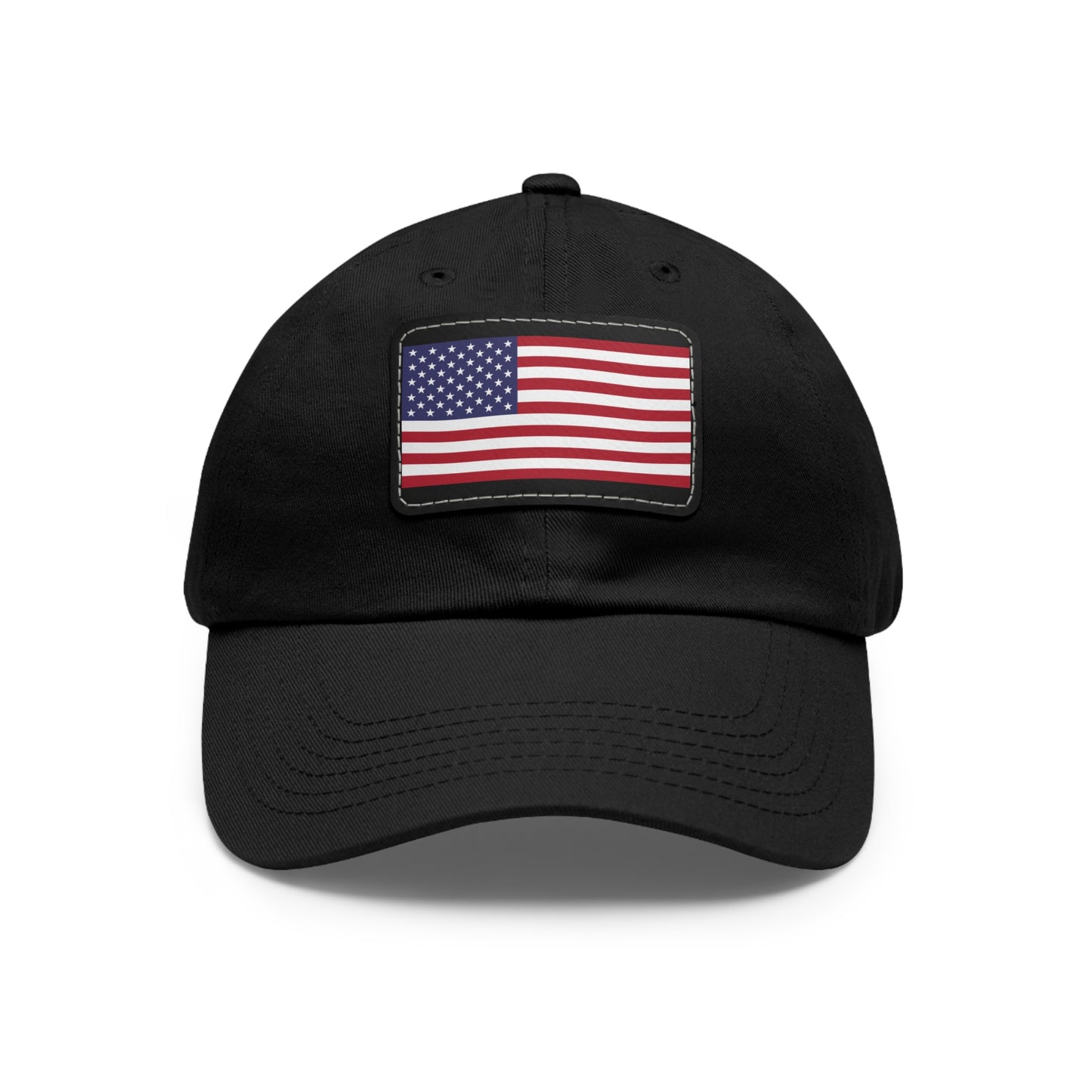 Hat / Cap with Leather Patch (Rectangle) USA Flag