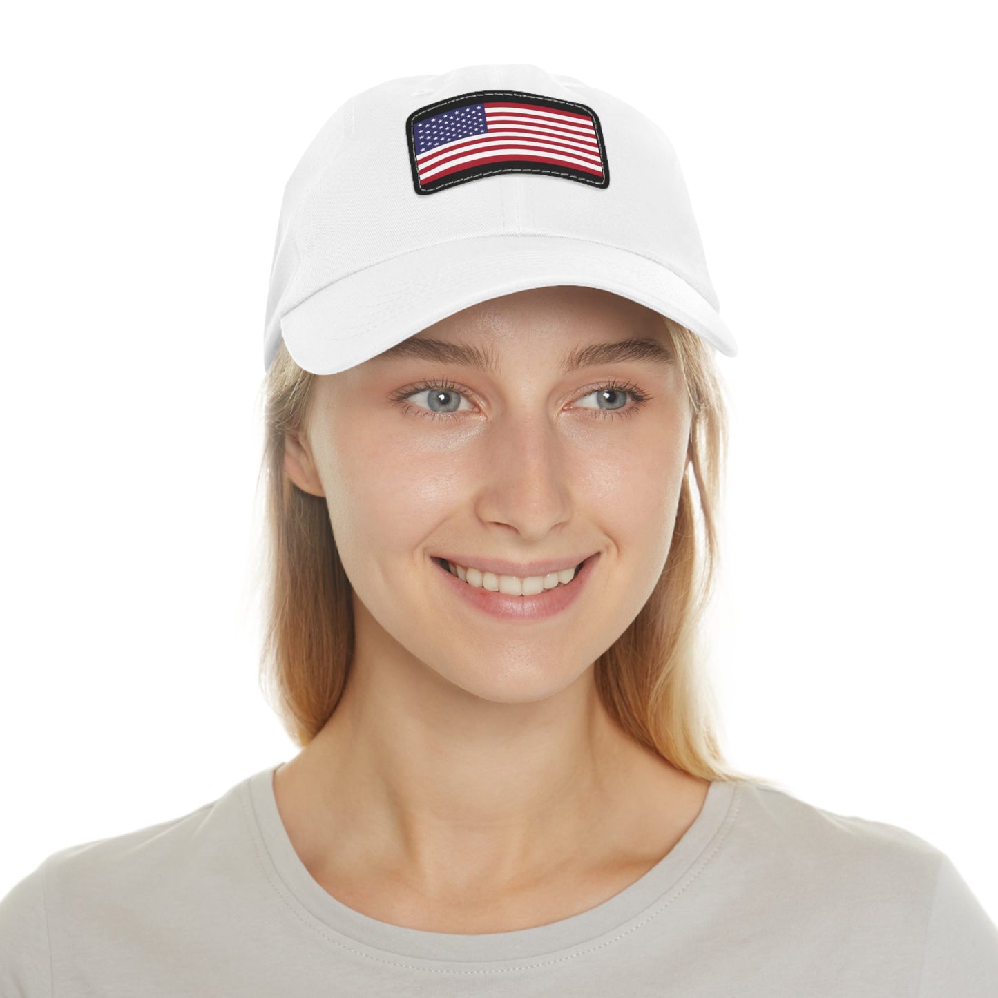 Hat / Cap with Leather Patch (Rectangle) USA Flag