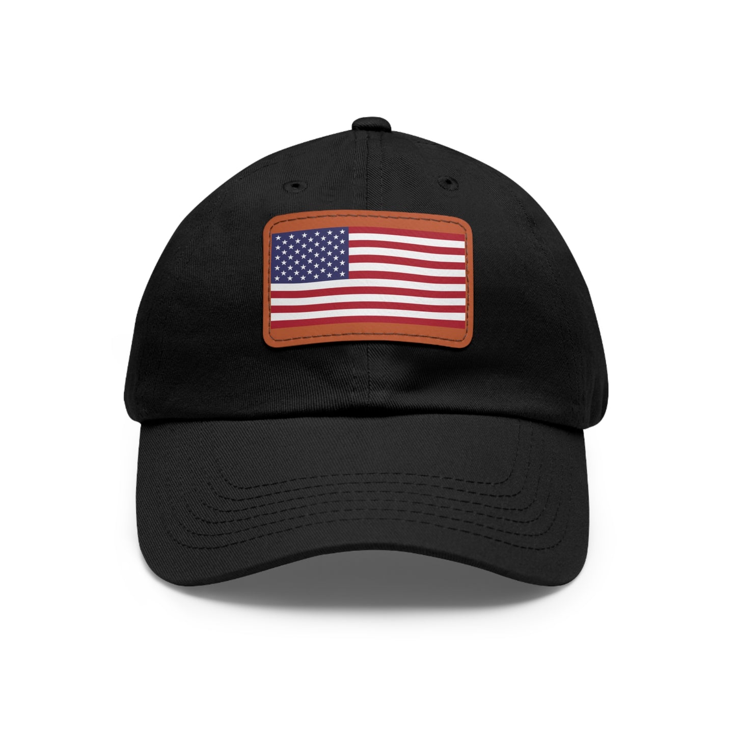 Hat / Cap with Leather Patch (Rectangle) USA Flag