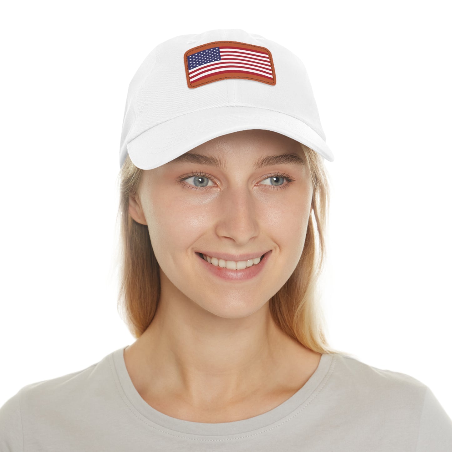 Hat / Cap with Leather Patch (Rectangle) USA Flag