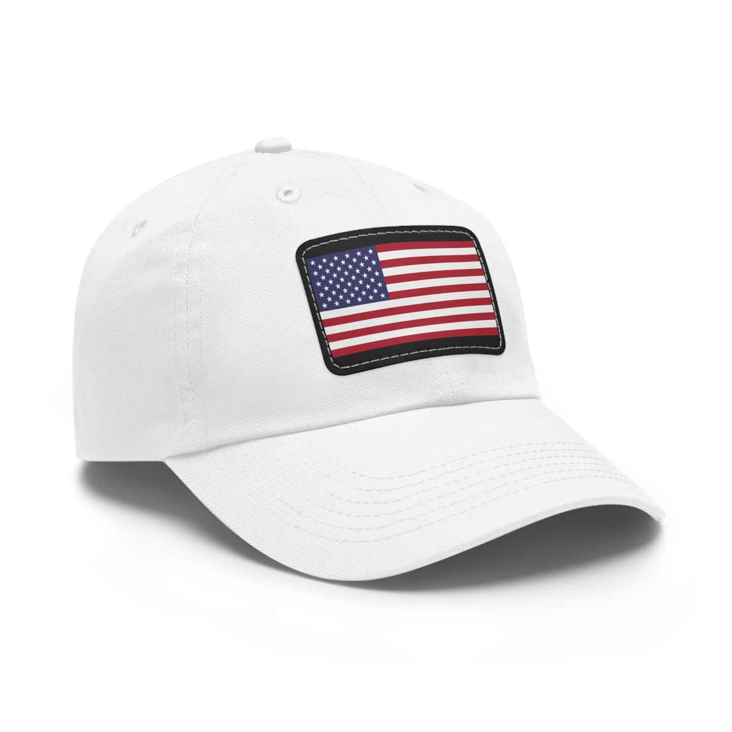 Hat / Cap with Leather Patch (Rectangle) USA Flag