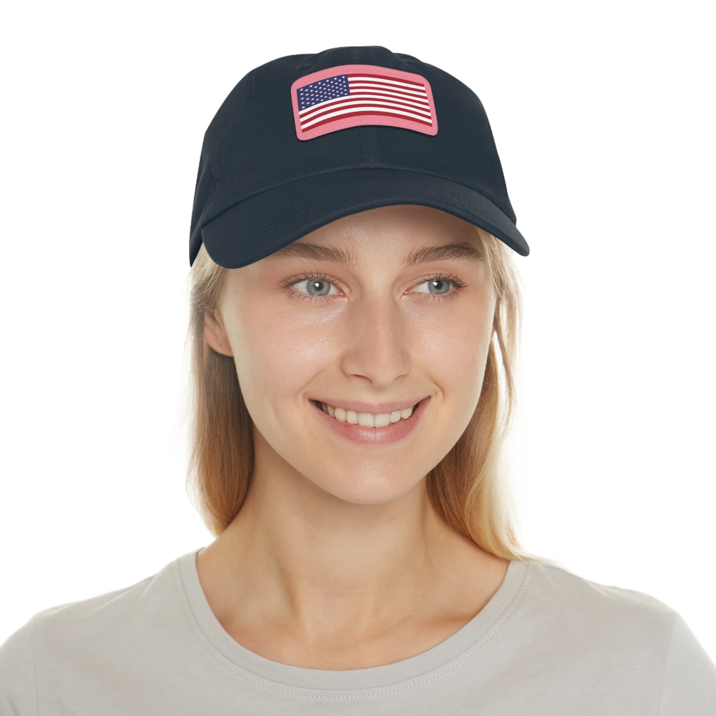 Hat / Cap with Leather Patch (Rectangle) USA Flag