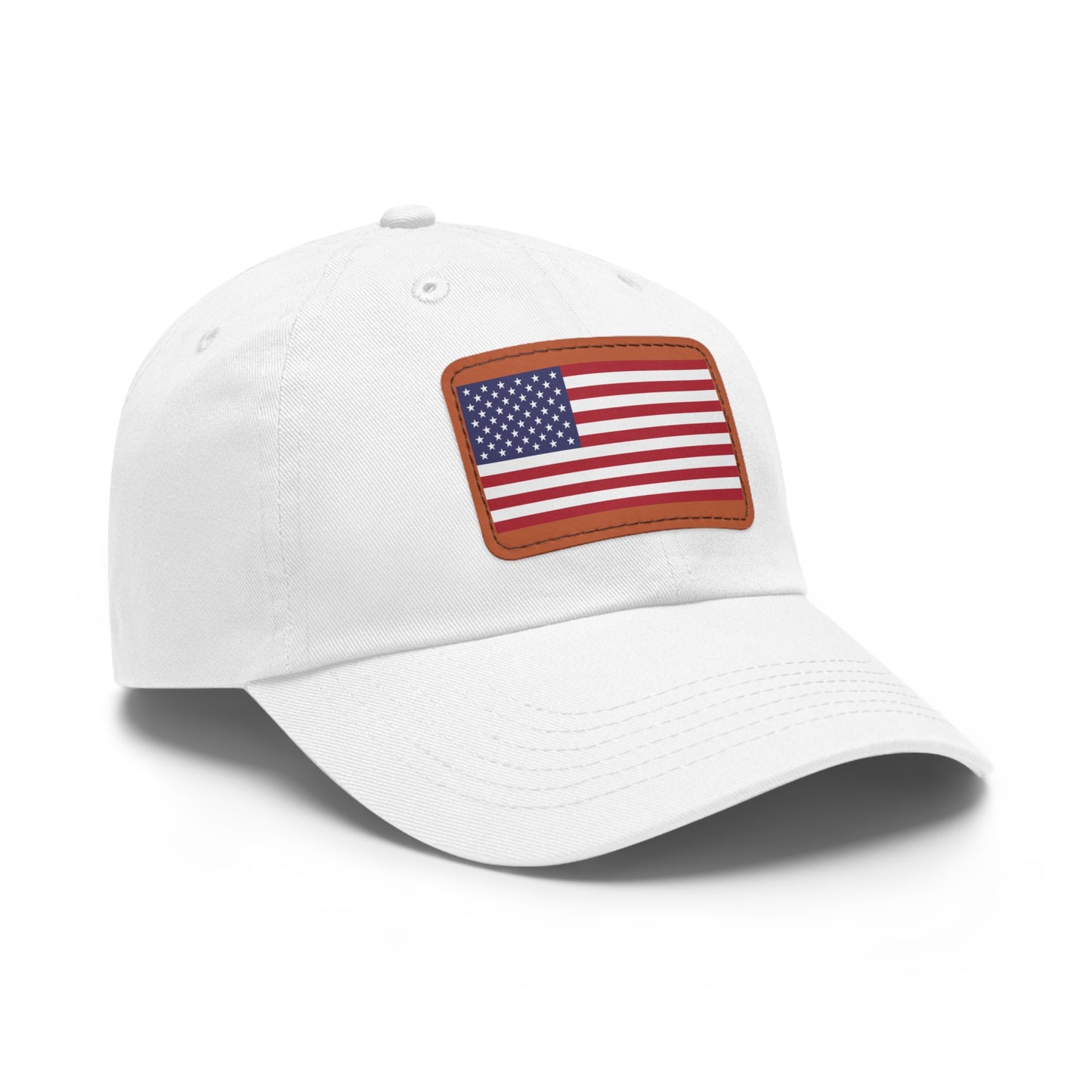 Hat / Cap with Leather Patch (Rectangle) USA Flag