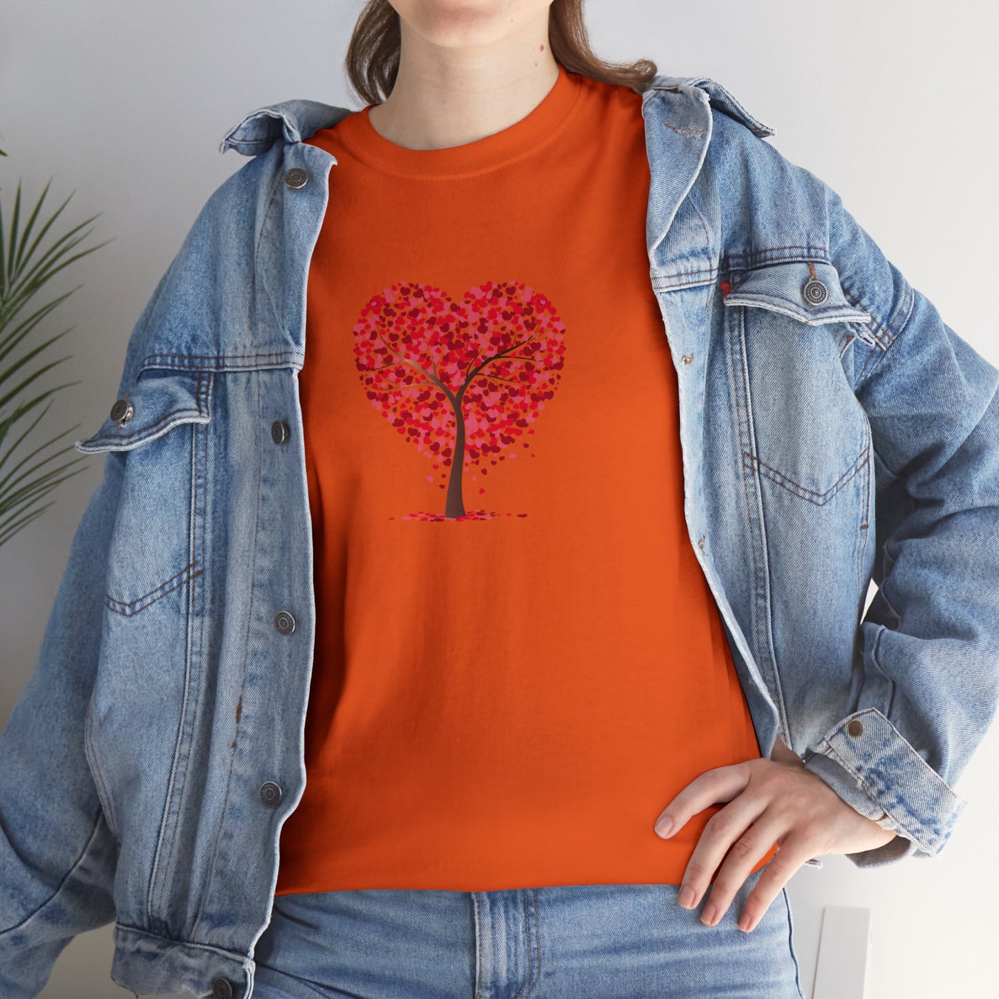 Unisex Heavy Cotton Tee with Tree Hearts