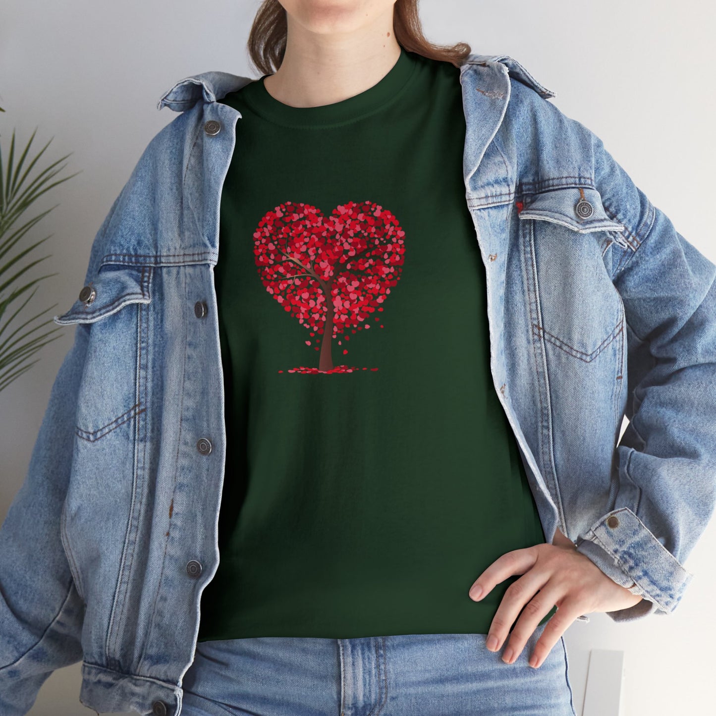 Unisex Heavy Cotton Tee with Tree Hearts