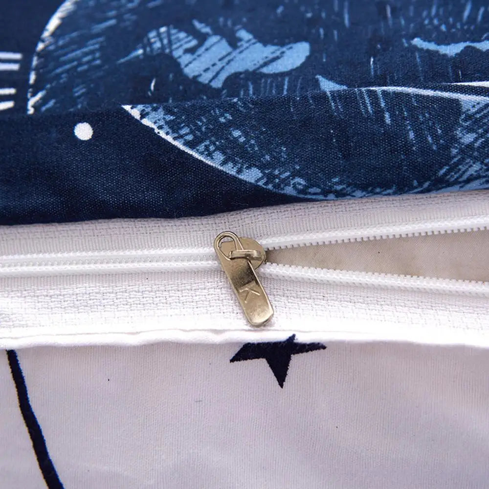 Dark Blue Universe Planet Design Duvet Cover Sets with 2 Pillowcases