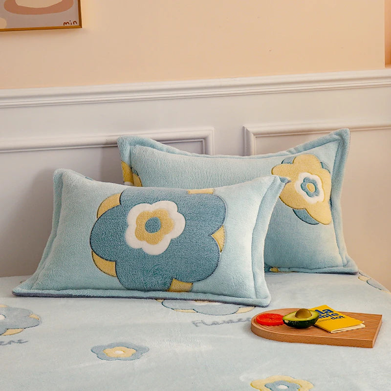 Flannel Coral Fleece Warm Winter Bedding Set