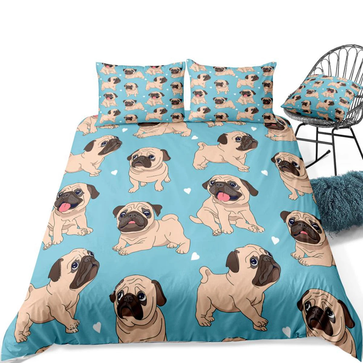 Cartoon Pugs Bedding Sets