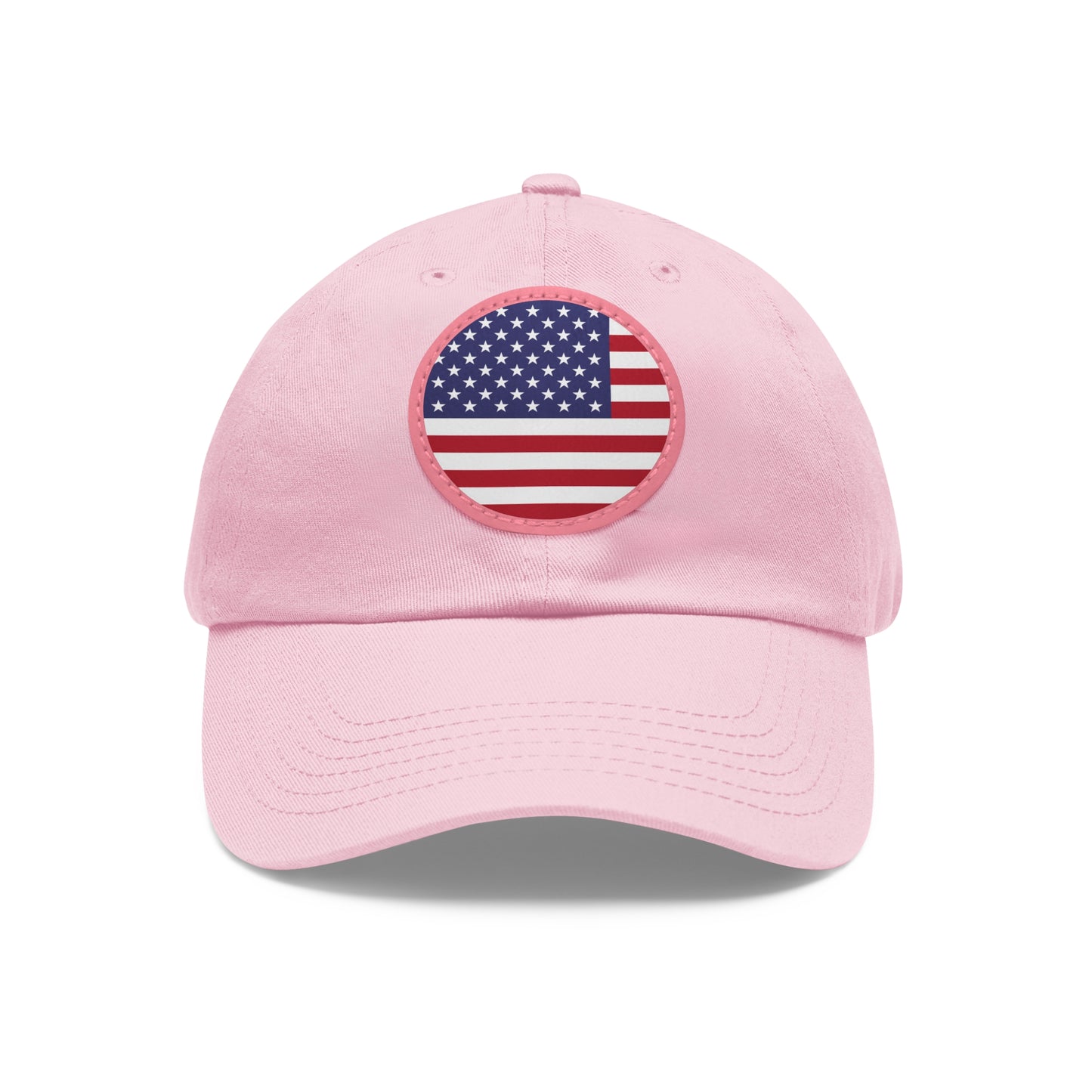 Hat / Cap with Leather Patch (Round) USA flag