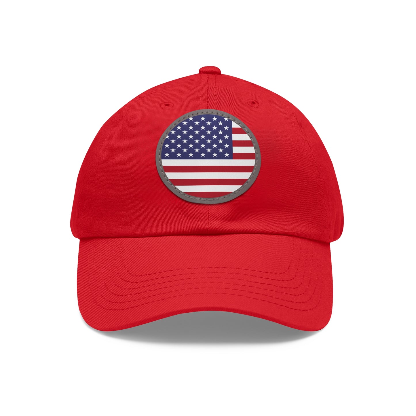 Hat / Cap with Leather Patch (Round) USA flag