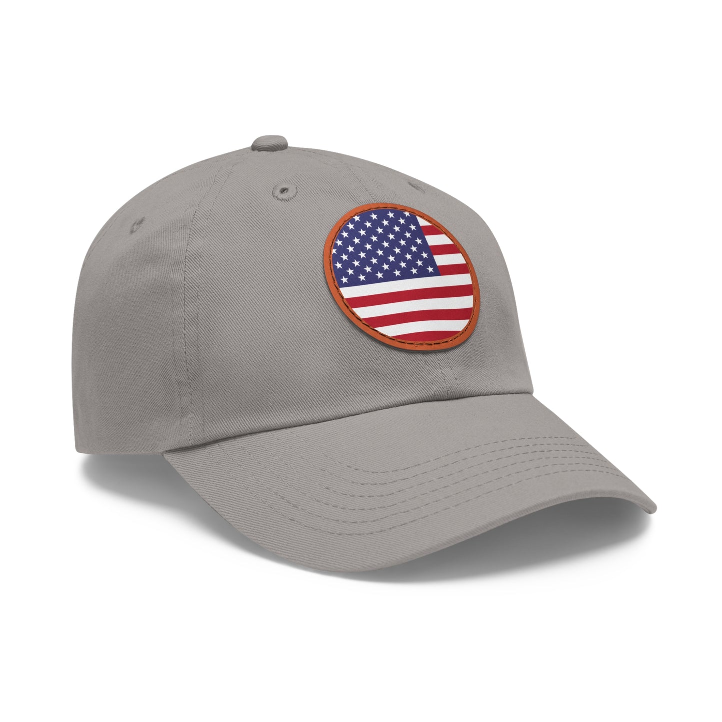 Hat / Cap with Leather Patch (Round) USA flag