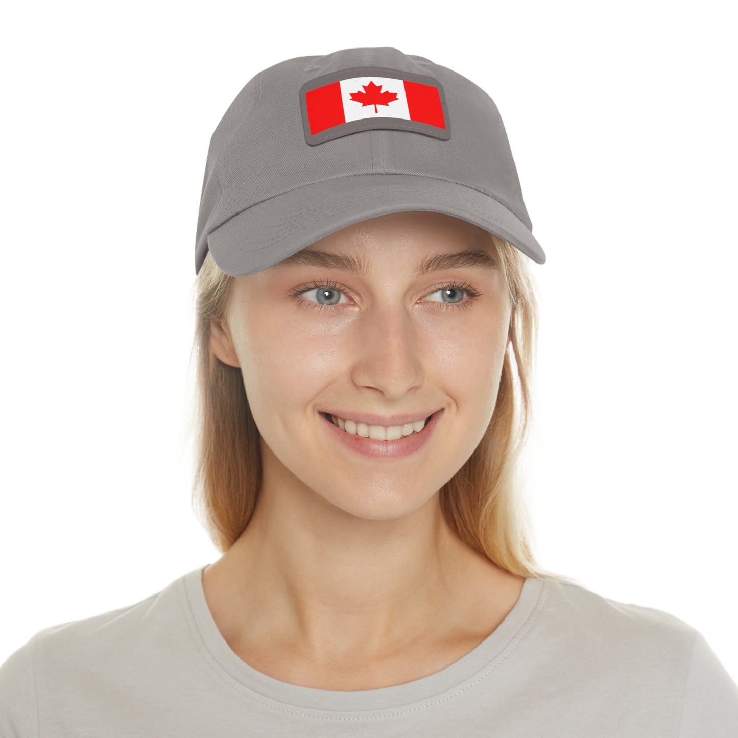 Hat / Cap with Leather Patch (Rectangle) Canada Flag