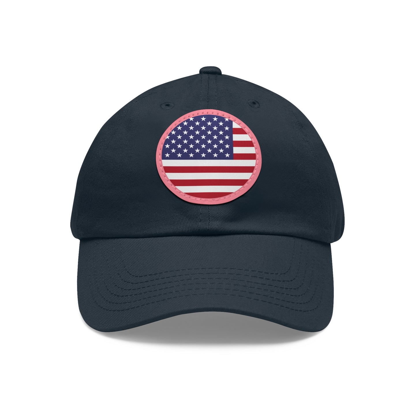 Hat / Cap with Leather Patch (Round) USA flag