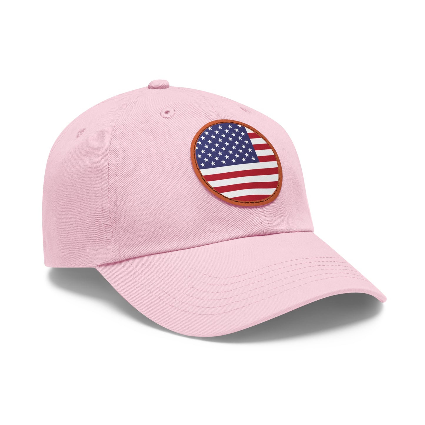 Hat / Cap with Leather Patch (Round) USA flag