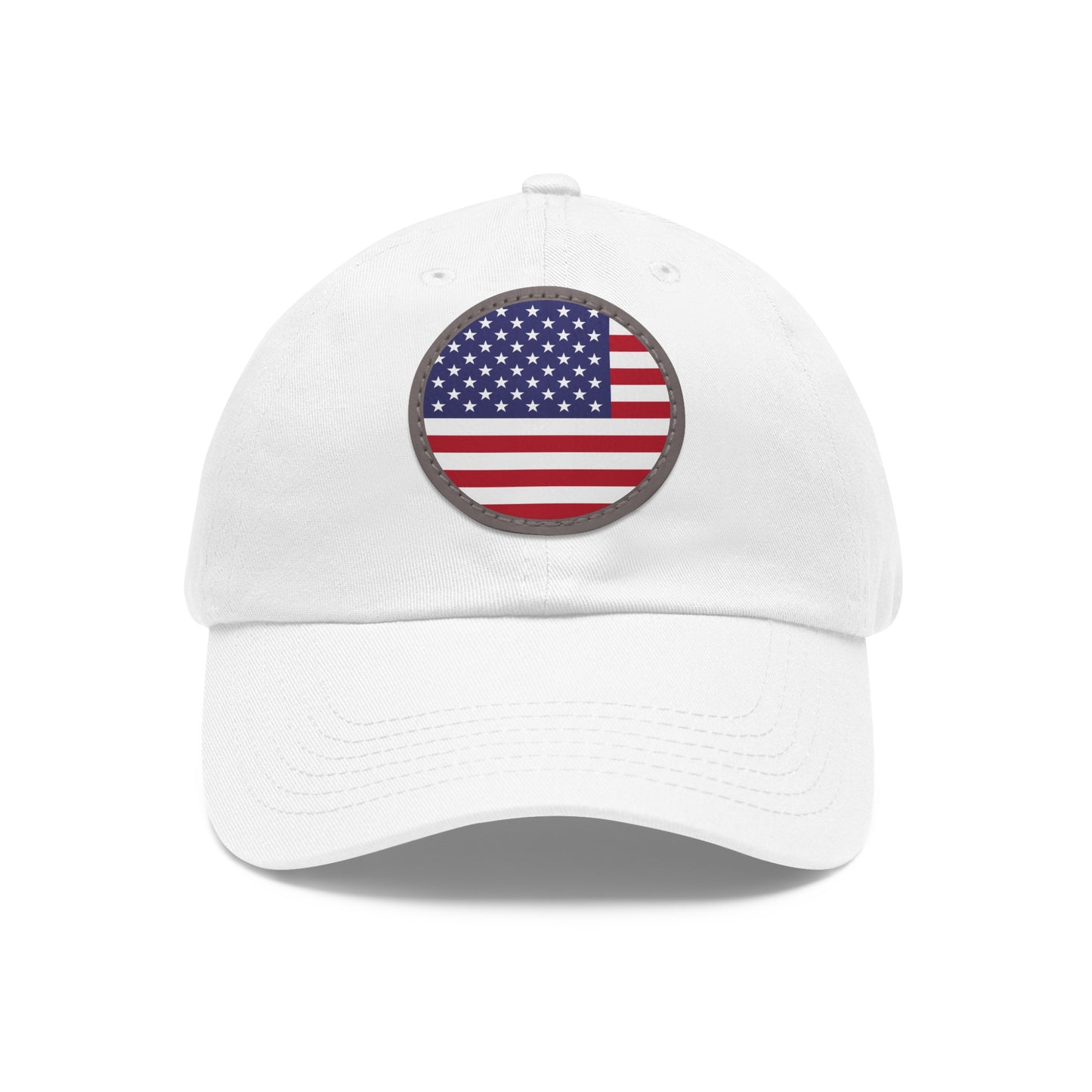 Hat / Cap with Leather Patch (Round) USA flag