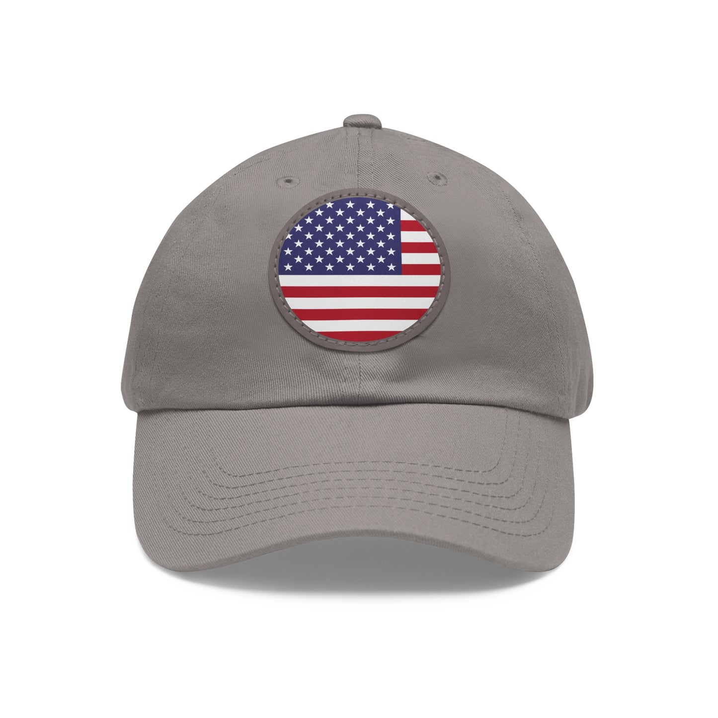 Hat / Cap with Leather Patch (Round) USA flag