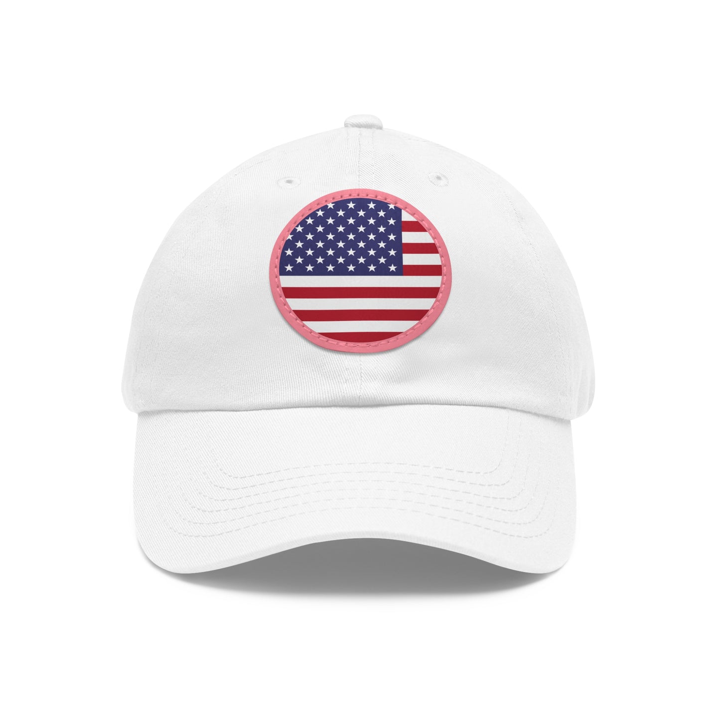 Hat / Cap with Leather Patch (Round) USA flag