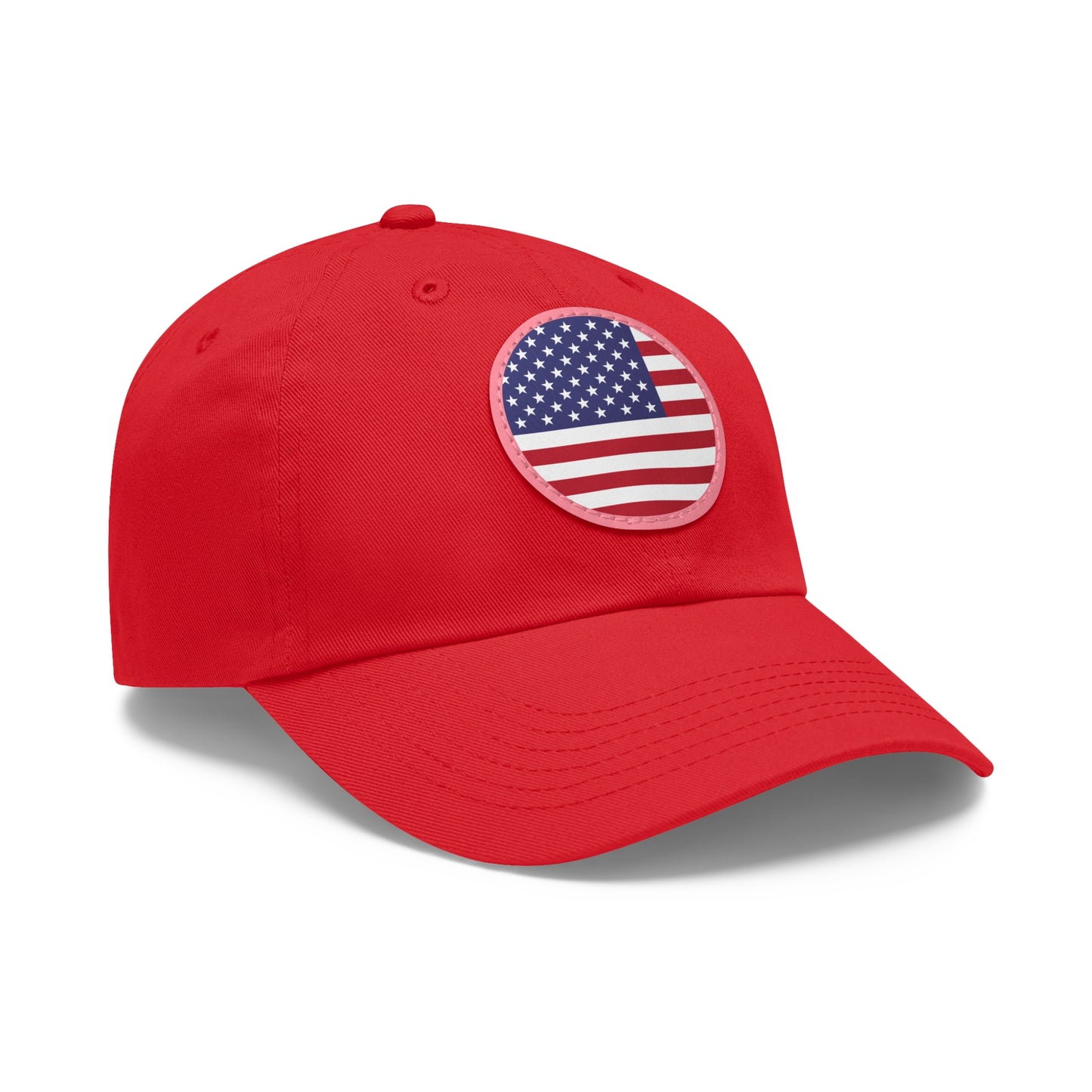 Hat / Cap with Leather Patch (Round) USA flag