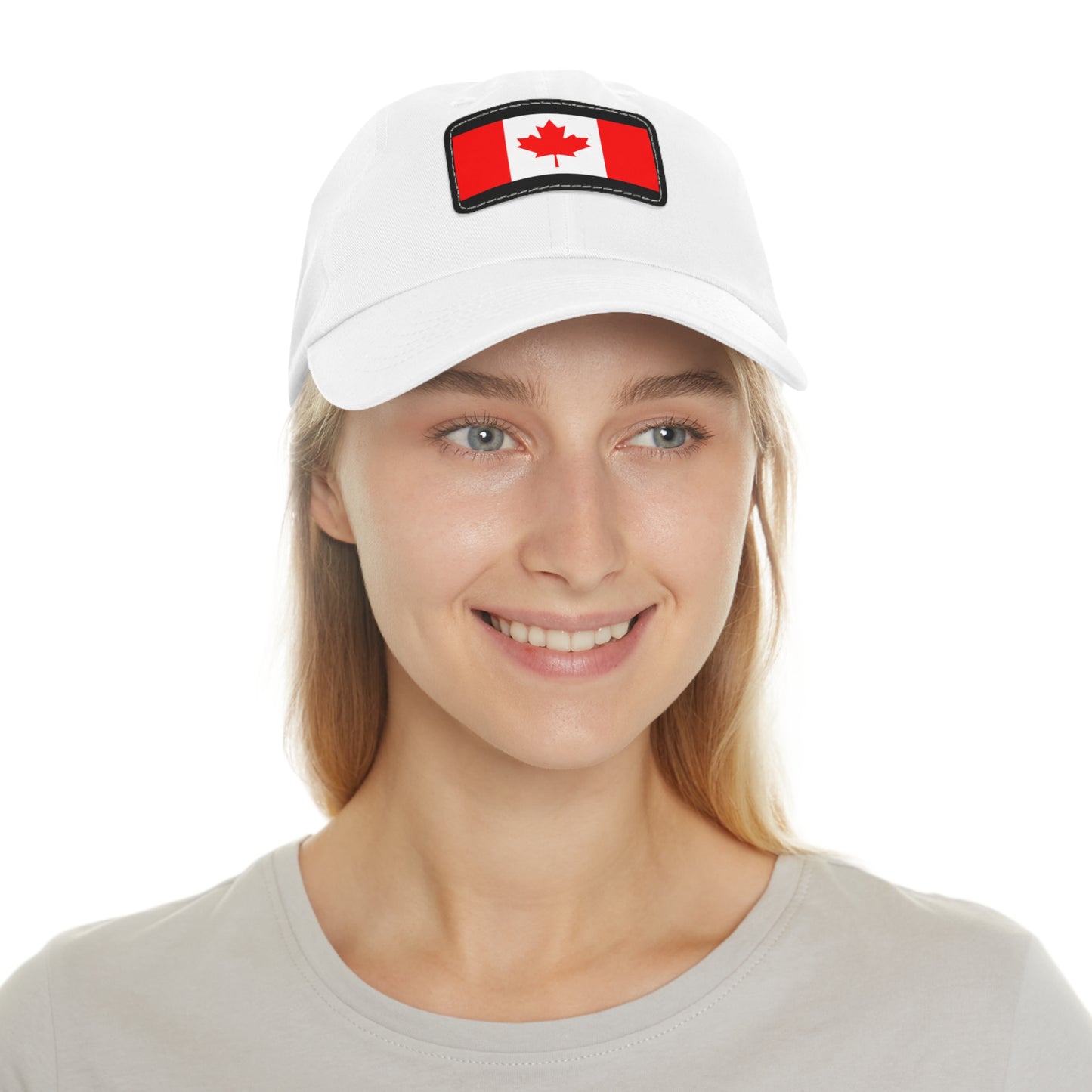 Hat / Cap with Leather Patch (Rectangle) Canada Flag