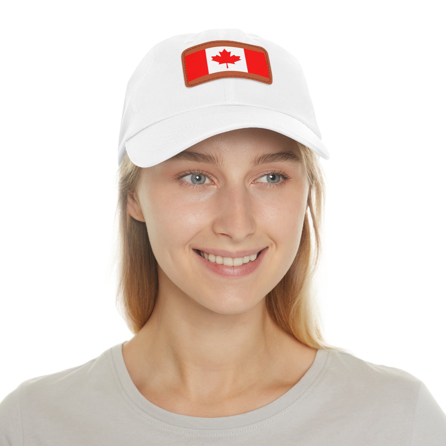 Hat / Cap with Leather Patch (Rectangle) Canada Flag