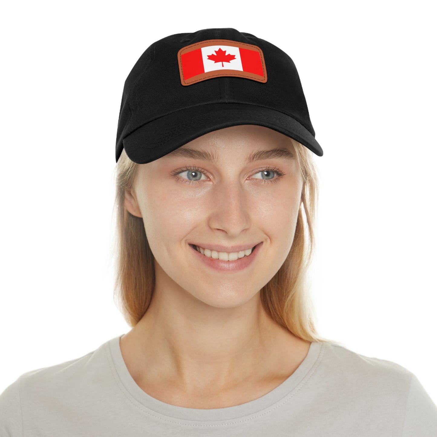 Hat / Cap with Leather Patch (Rectangle) Canada Flag