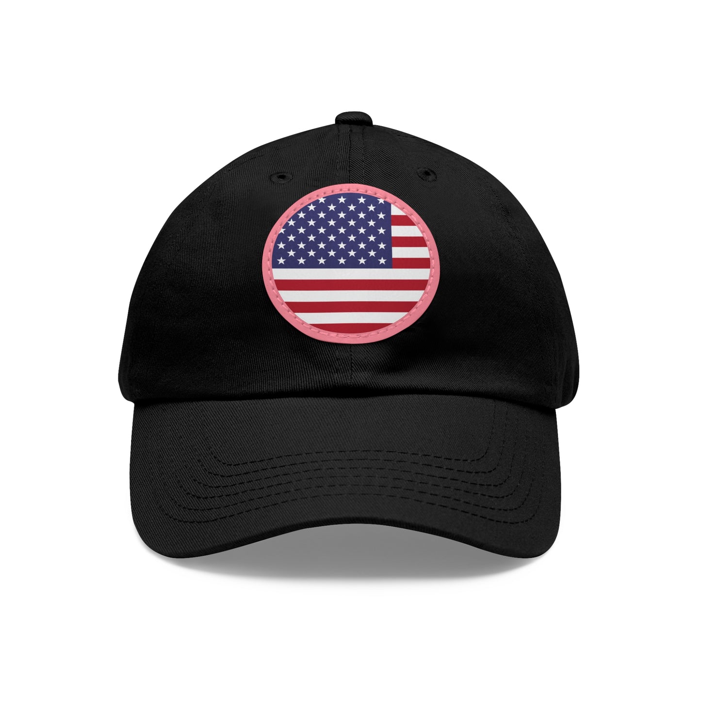 Hat / Cap with Leather Patch (Round) USA flag