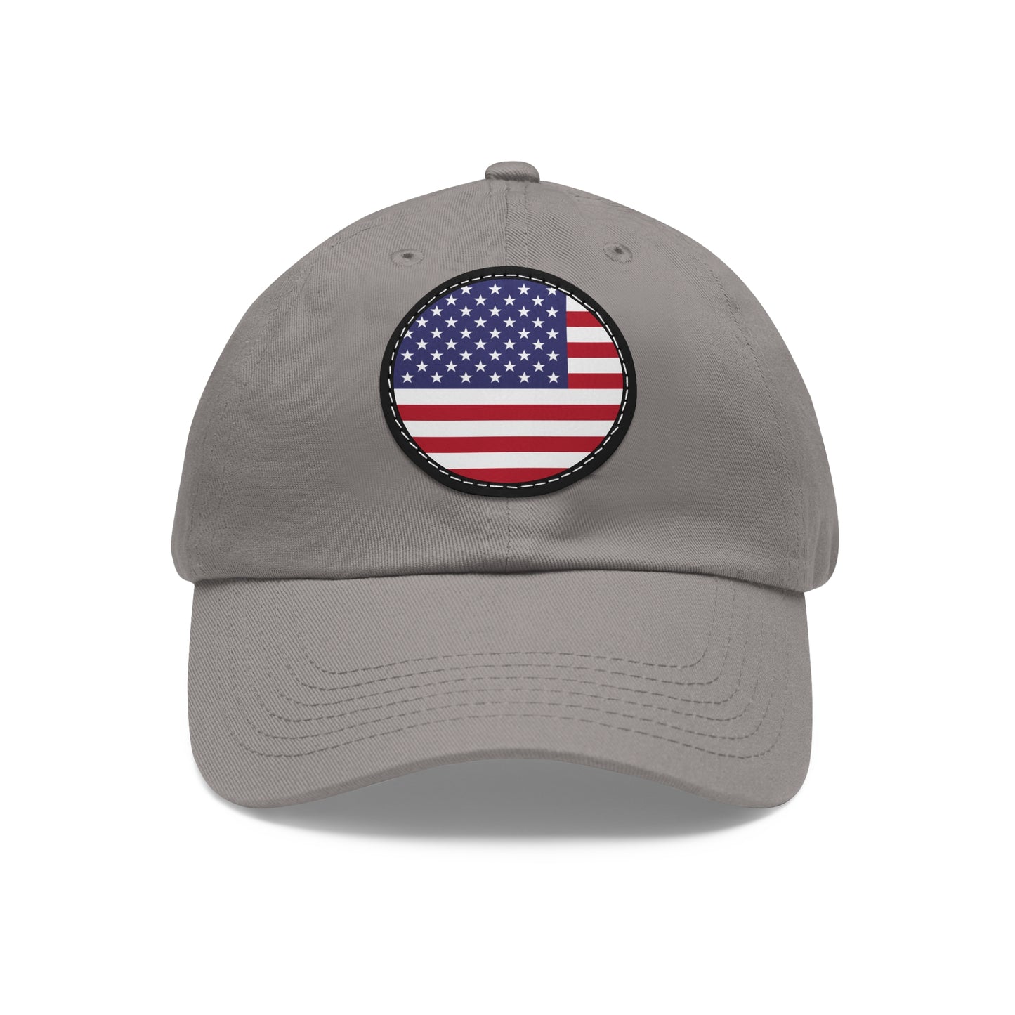 Hat / Cap with Leather Patch (Round) USA flag