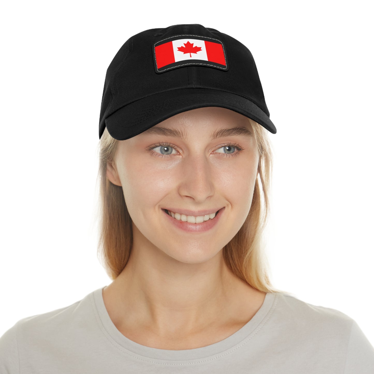 Hat / Cap with Leather Patch (Rectangle) Canada Flag