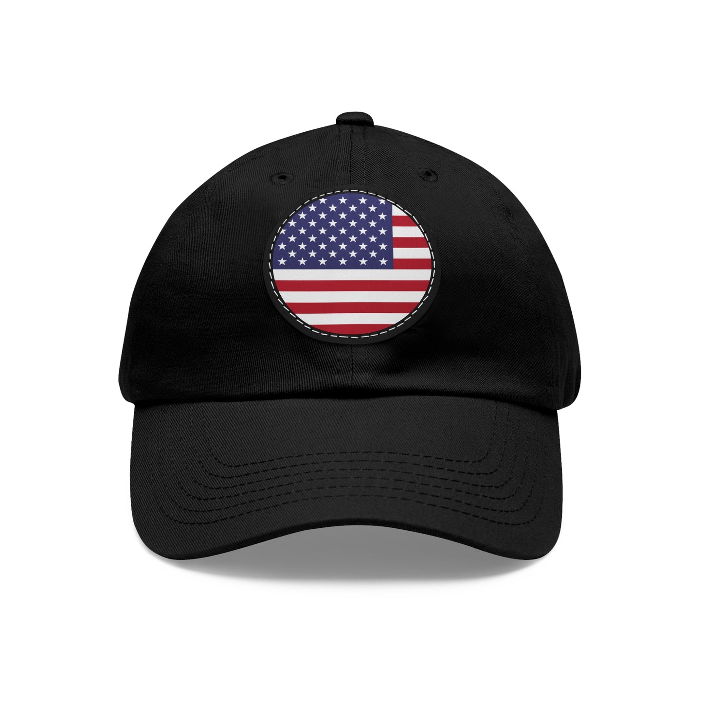 Hat / Cap with Leather Patch (Round) USA flag