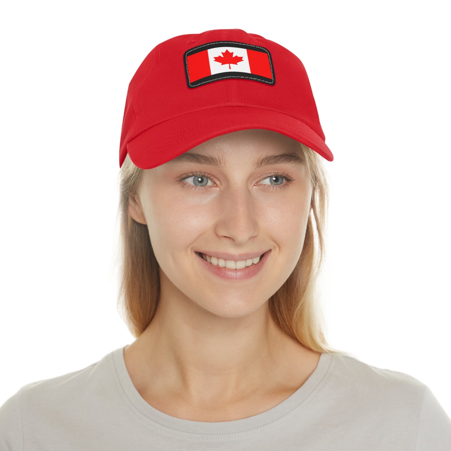 Hat / Cap with Leather Patch (Rectangle) Canada Flag