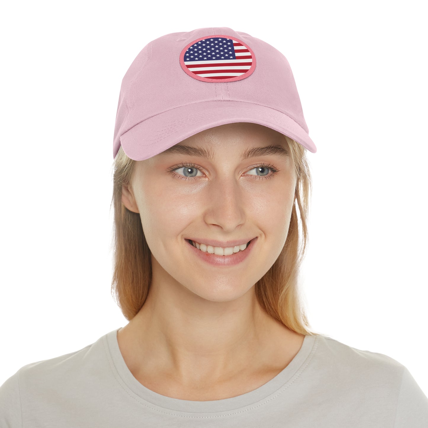 Hat / Cap with Leather Patch (Round) USA flag