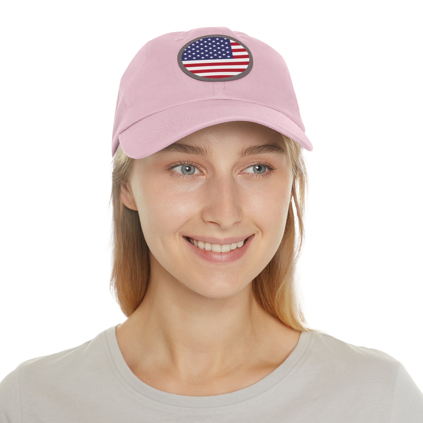 Hat / Cap with Leather Patch (Round) USA flag